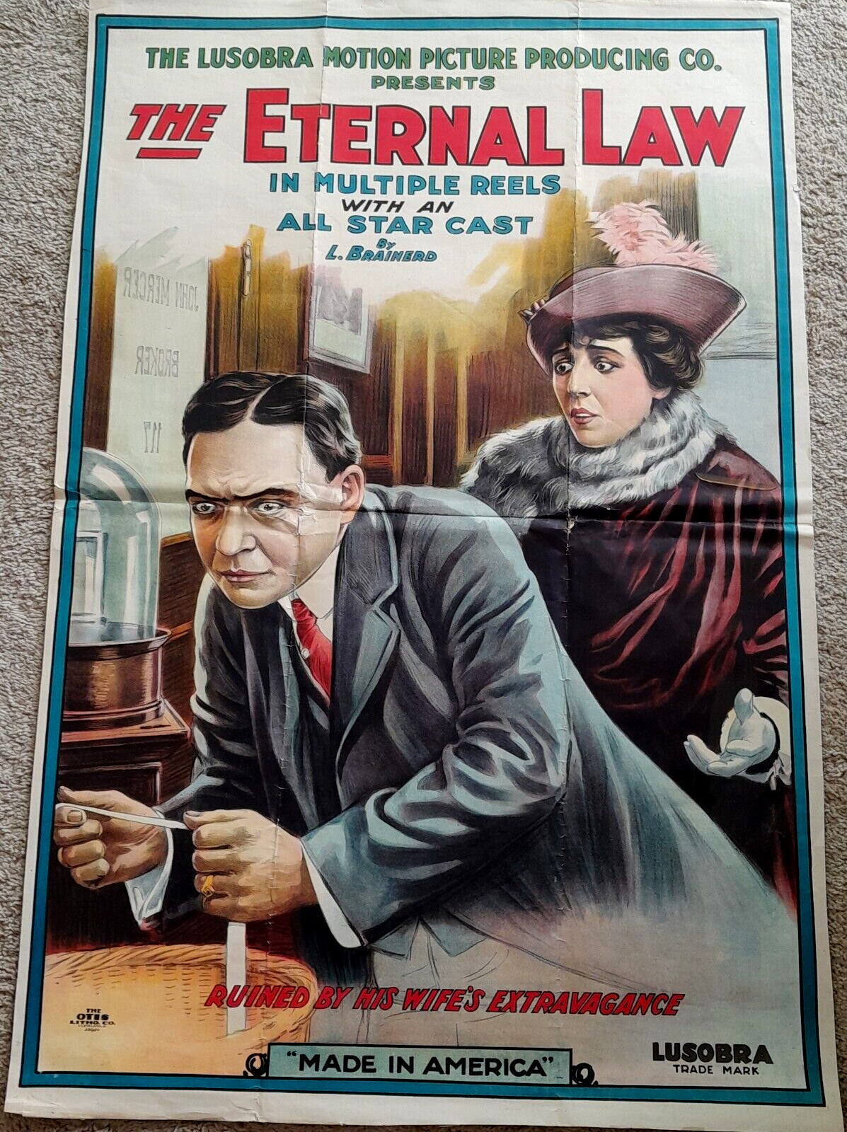 1910 Eternal Law Original Movie Poster Linen 27×41 Silent Cult Lost Al F Thomas