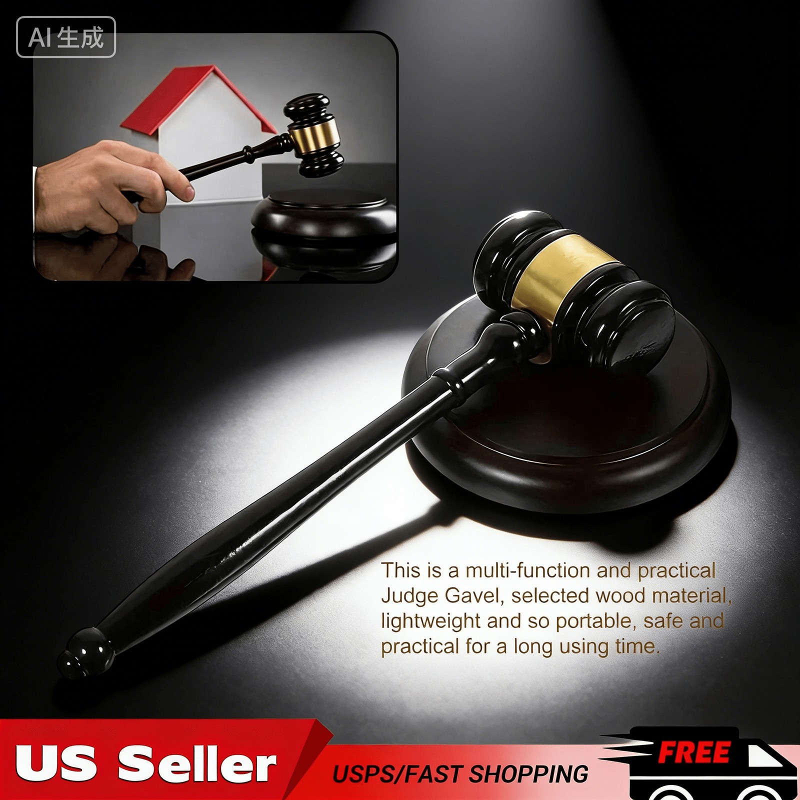 Sound-Infused Wooden Judge’s Gavel: A Must-Have for Attorney Auction Occasions!