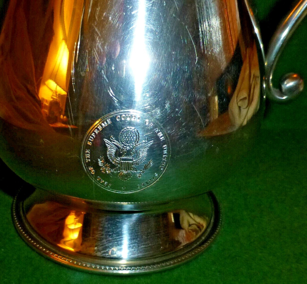 VTG Salisbury Pewter Water Pitcher Engraved United States Supreme Court Seal