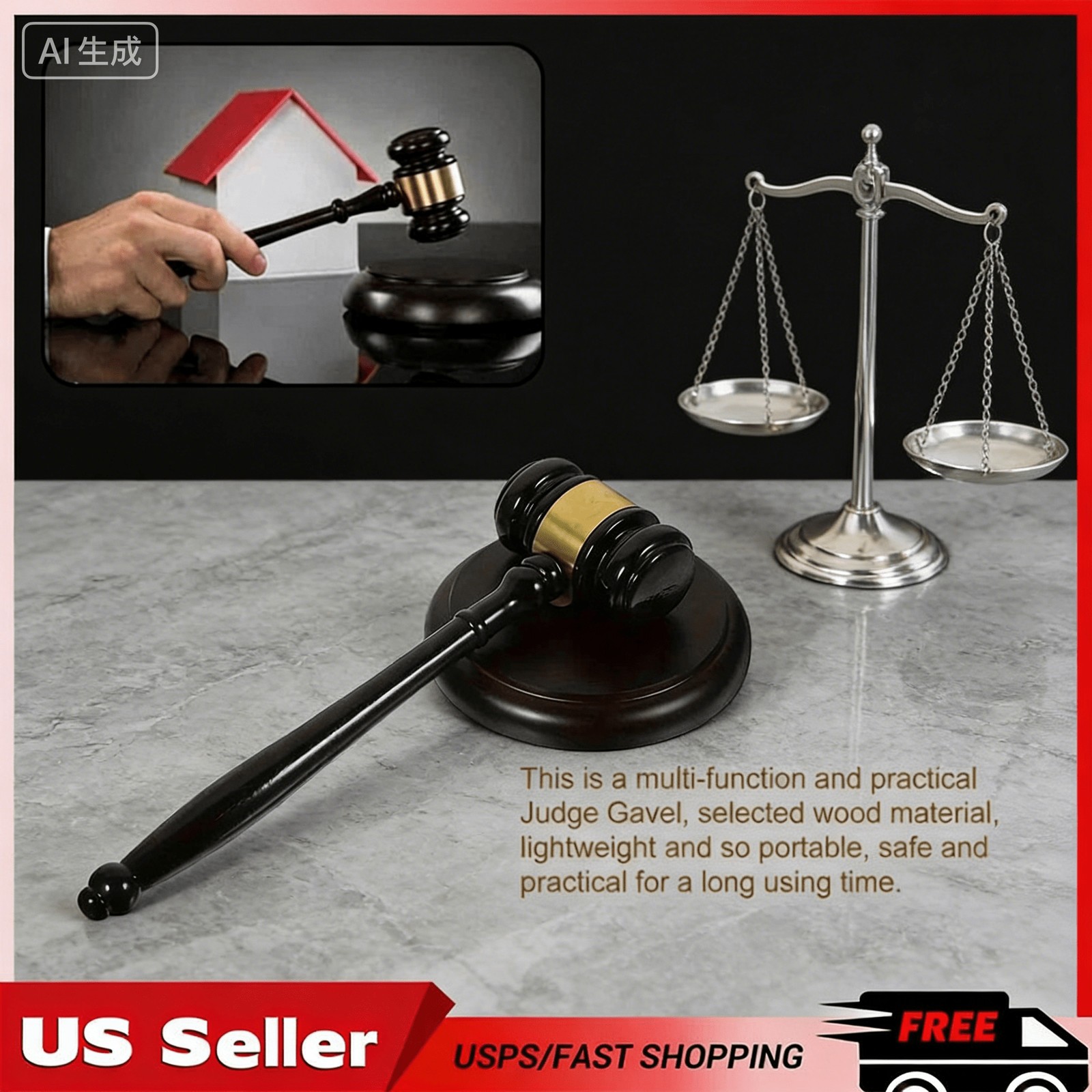 Sound-Infused Wooden Judge’s Gavel: A Must-Have for Attorney Auction Occasions!