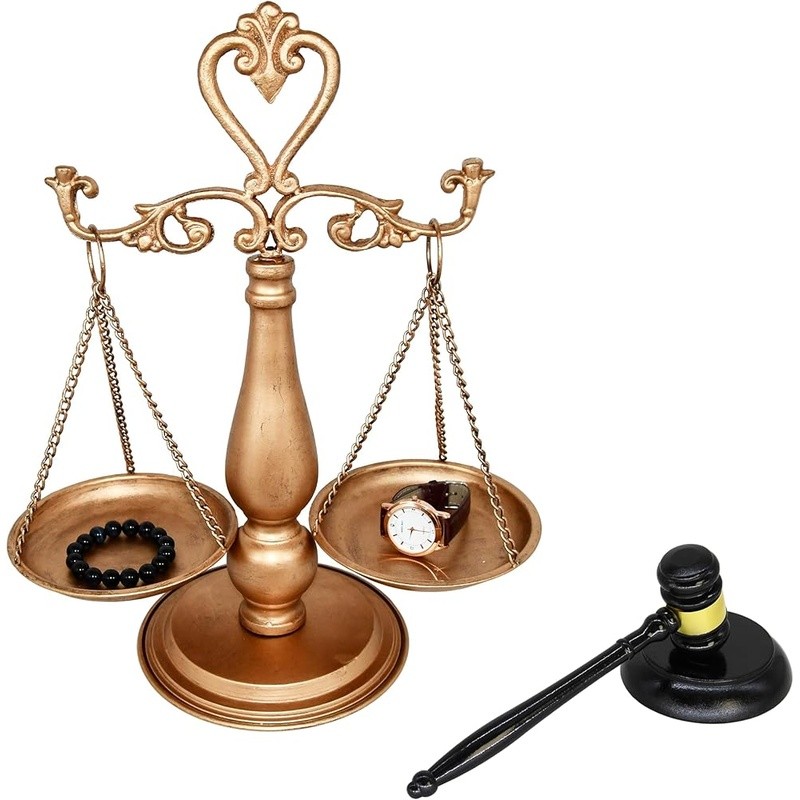 Justice Scale Libra Gavel Set Law Decor Gift Desk Accessory Premium Quality New