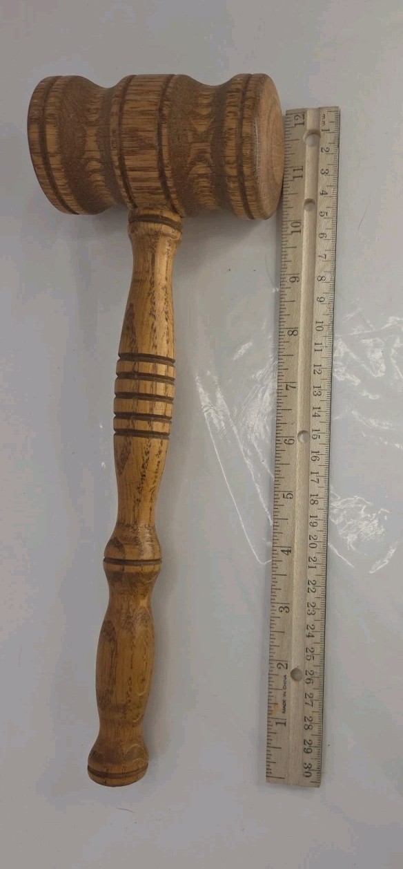 Vintage Wooden Gavel Judge Auctioneer Mallet Collectibl Solid Oak Comfort Handle