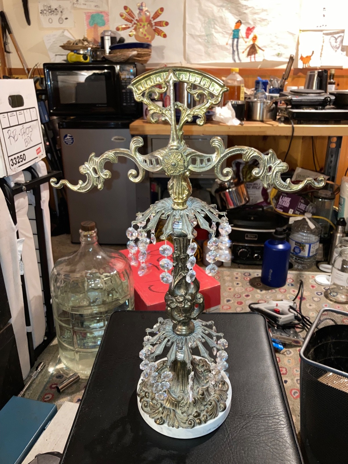 Scale Of Justice ANTIQUE L&L WMC GLASS CRYSTAL BRASS MARBLE 18.5” Tall