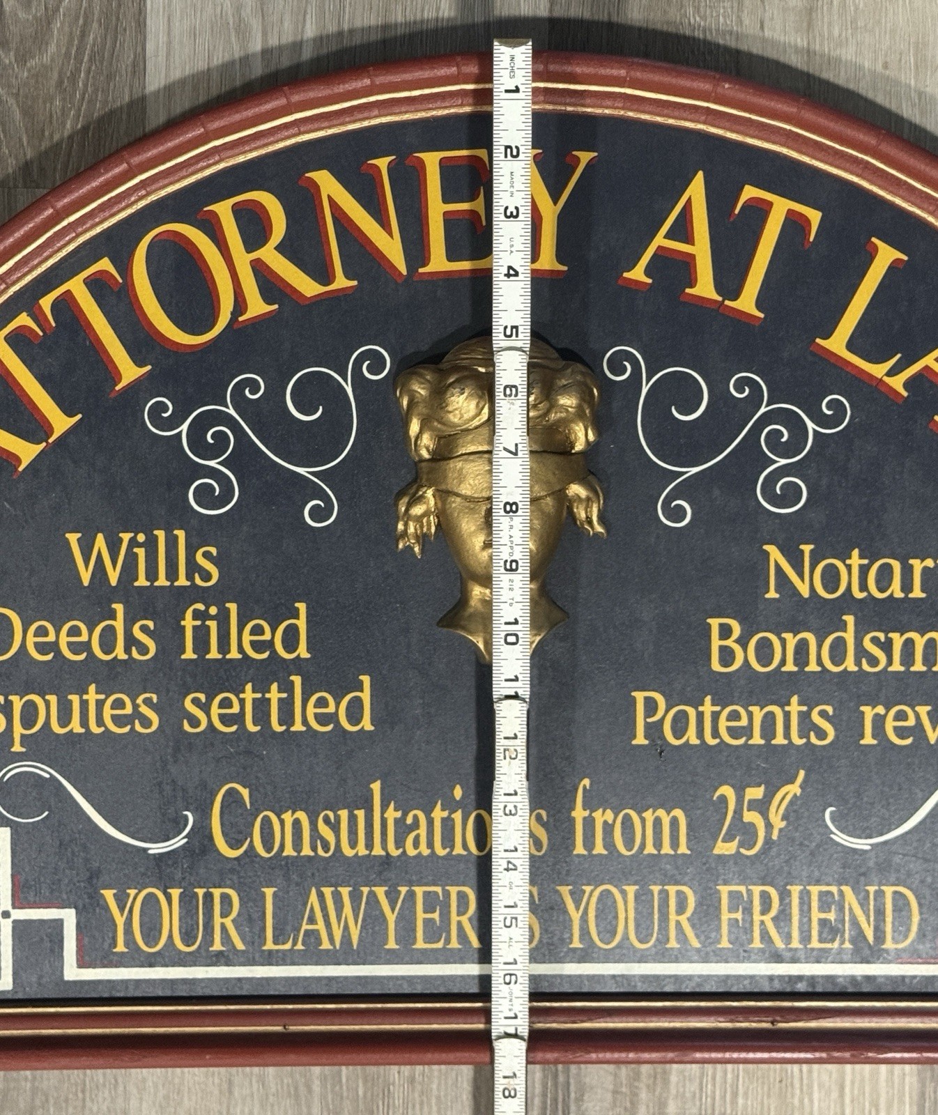 Attorney At Law Wood Plank Sign Vtg 90s Notary Wills Solid Wood Made in the USA