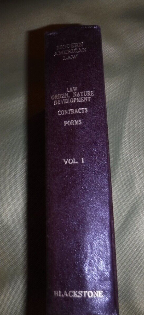 MODERN AMERICAN LAW BY EUGENE GILMORE VOL. 1 LAW ORIGIN NATURE DEV. CONTRACTS +