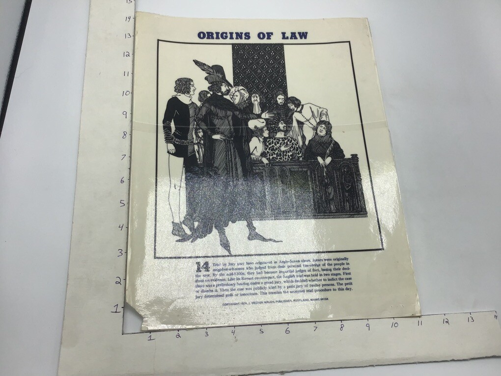 Original 1974 ORIGINS OF LAW Poster – TRAIL BY JURY – J Weston Walch