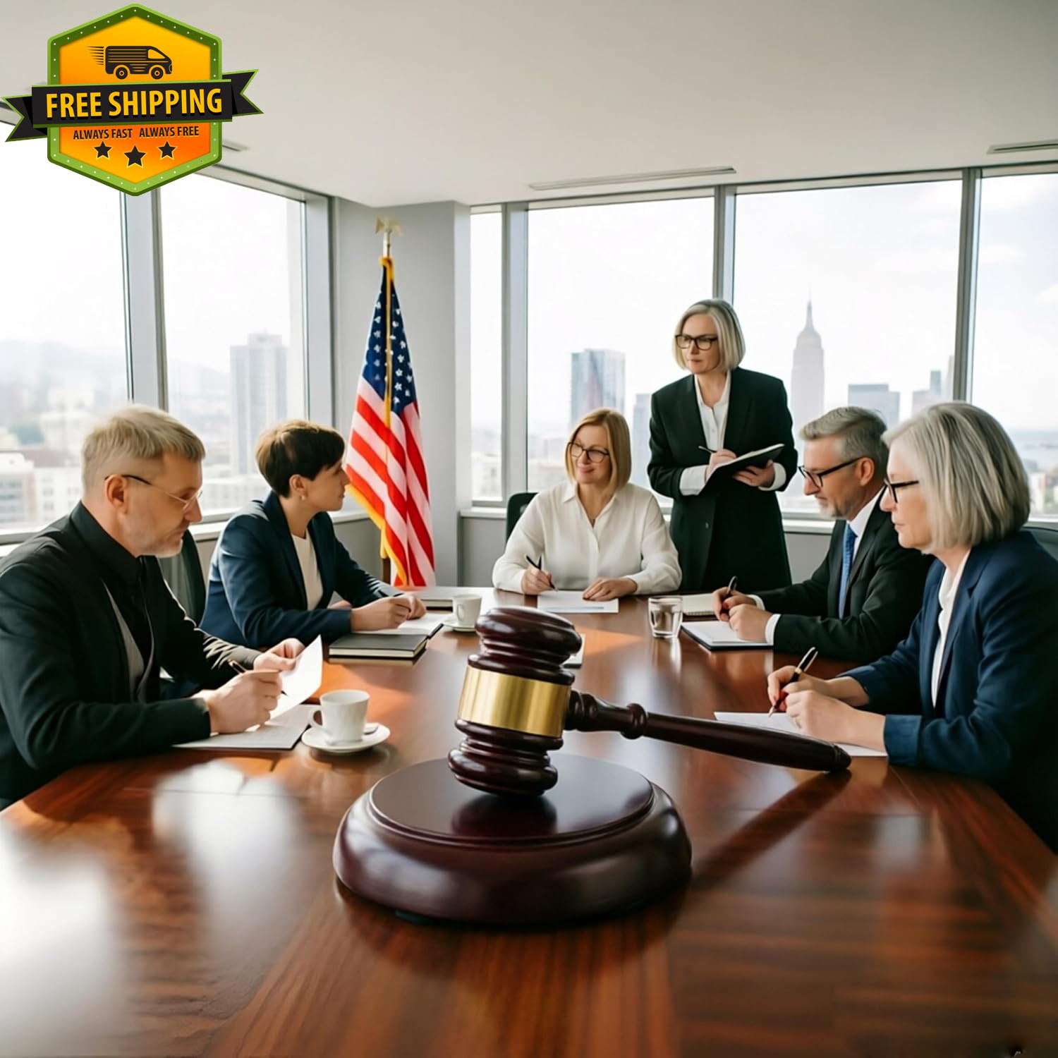 Judge Gavel Set Wooden Sound Block Auction Meeting HOA Court Hammer