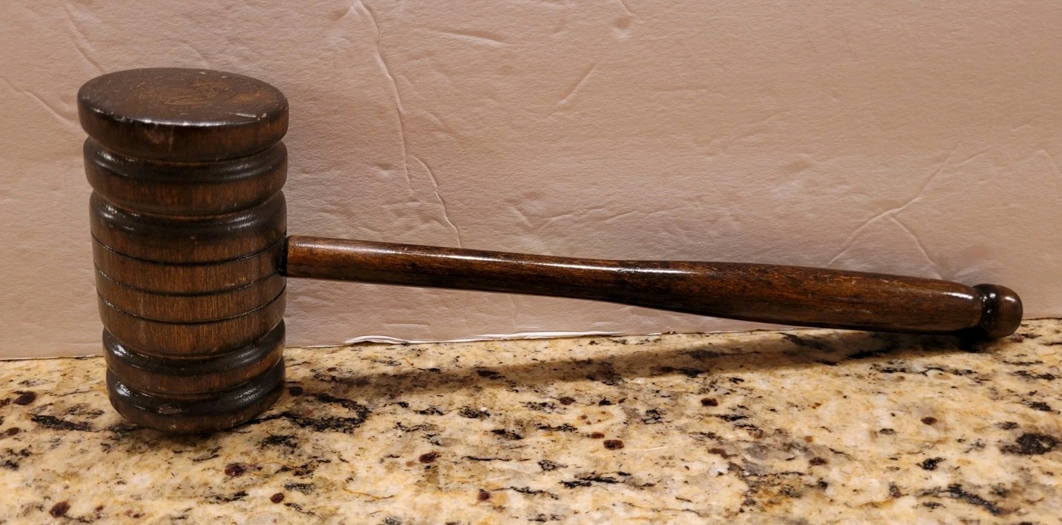 Vintage Wooden Judge Gavel Solid Wood Courtroom Decor 10” Classic Style