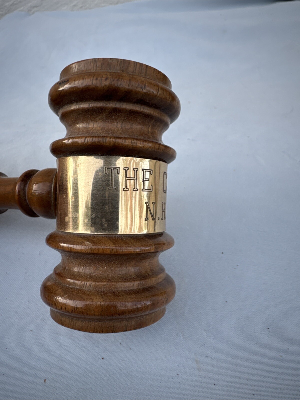 Vintage Wooden Judge Gavel Marked «The Covey N.H.M.» Wood Hammer Court Prop