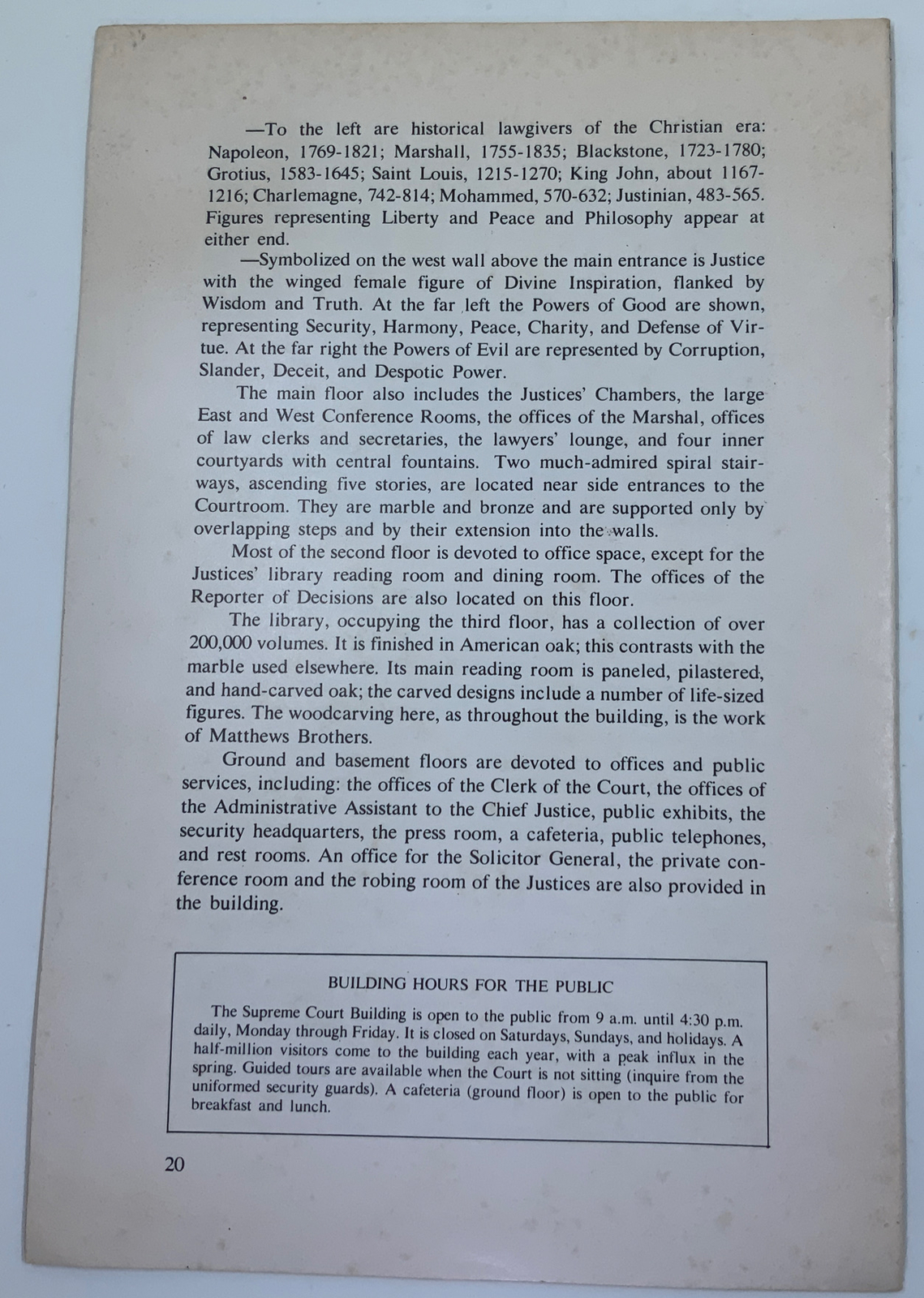 Vintage 1976 Booklet The Supreme Court of the United States Brochure, Book