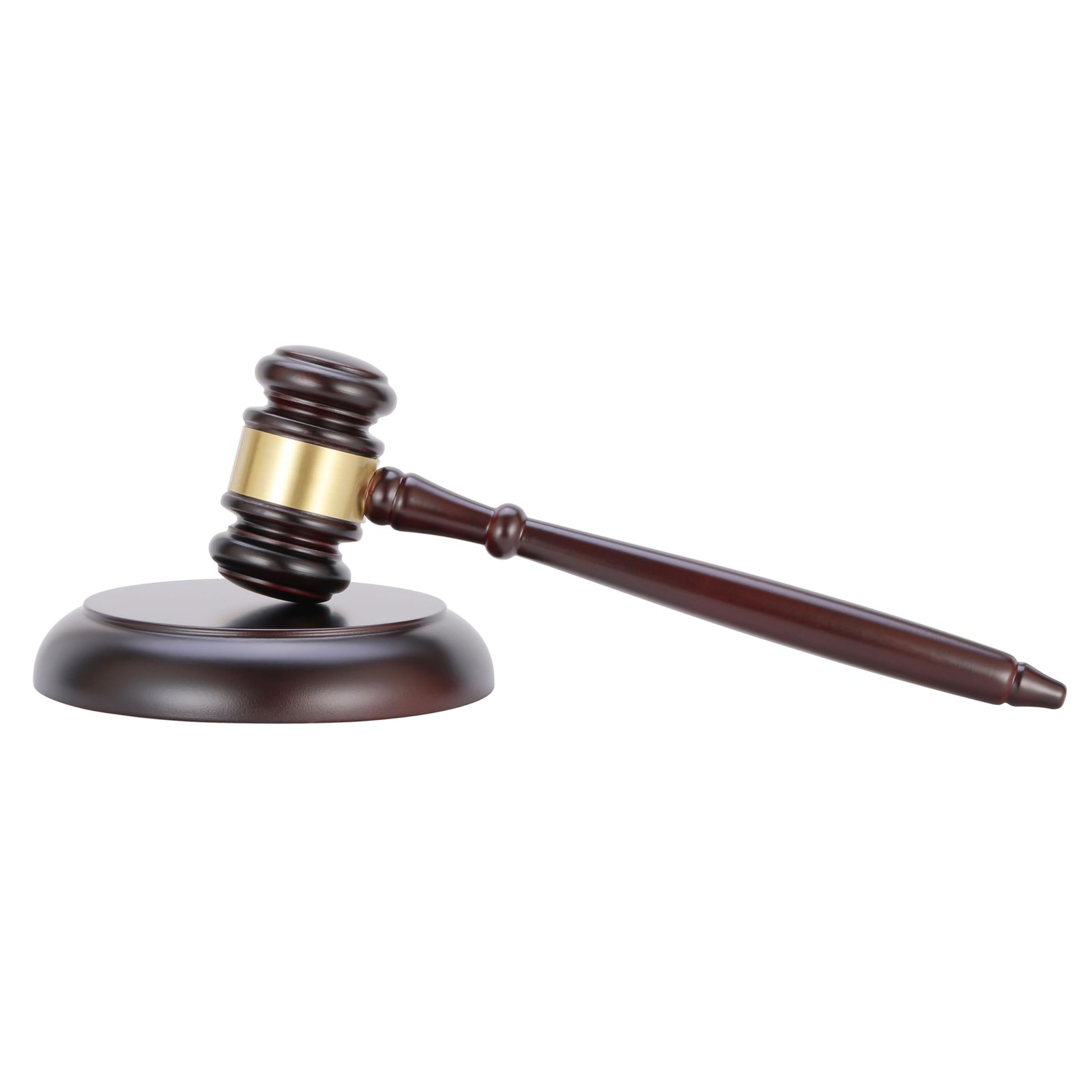 Judge Gavel And Sound Block Set, Wooden Court Auction Hammer, Brown