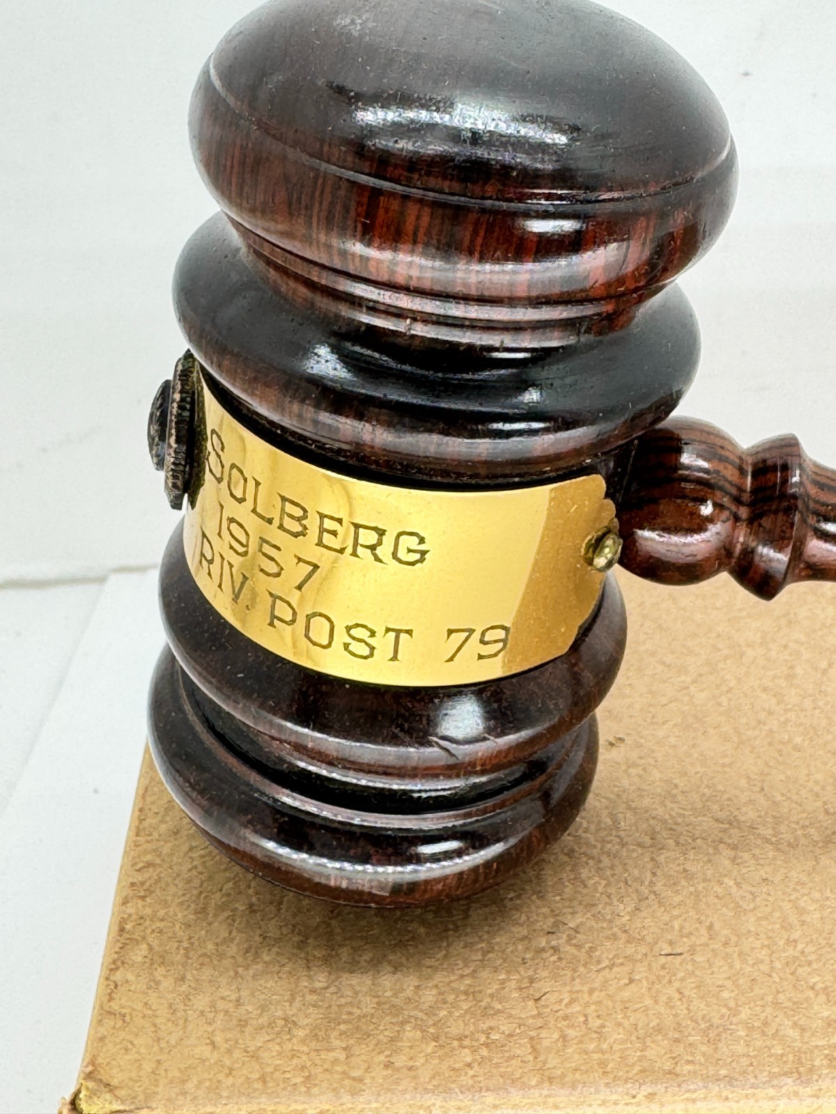 Vintage Wooden Walnut Gavel 10.5″. Engraved American Legion 1956 original box