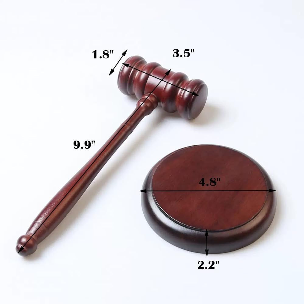 Premium Handmade Wooden Gavel & Block Judge Lawyer Auction Court Student Use