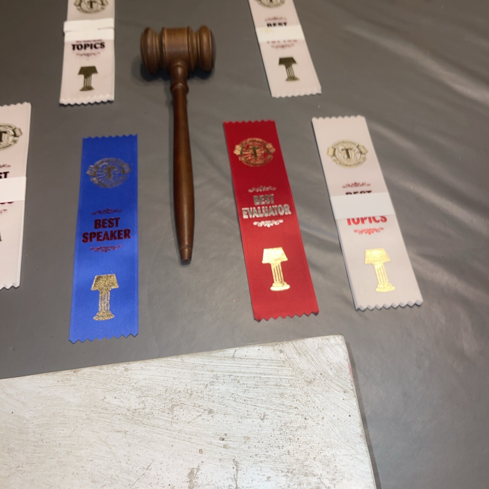 Vintage Wooden Gavel Judge/ Auction. Toast Masters International Ribbons