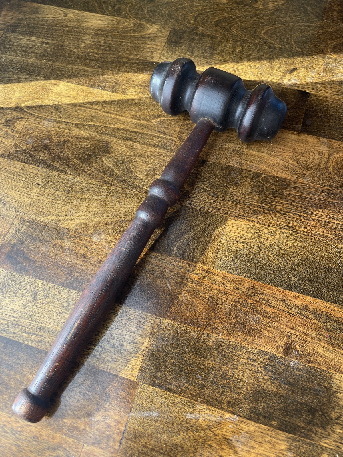Antique 19th Century Solid Wood Gavel – Large, Hand-Turned