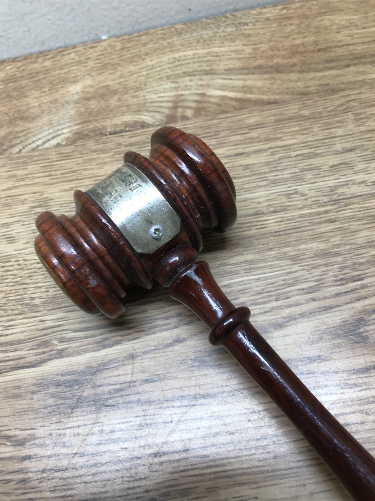 Vintage Wooden Judge’s Auctioneer’s Gavel Mallet 1960 Engraved Solid Dalbergia