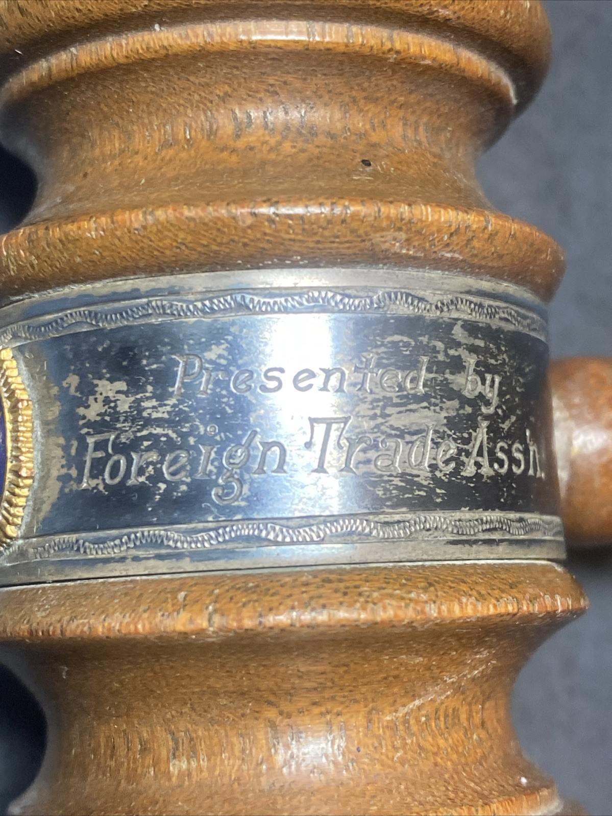 Vtg Wooden Walnut Gavel 8 1/2” Engraved To Write A Mitchell 1941 American Legion