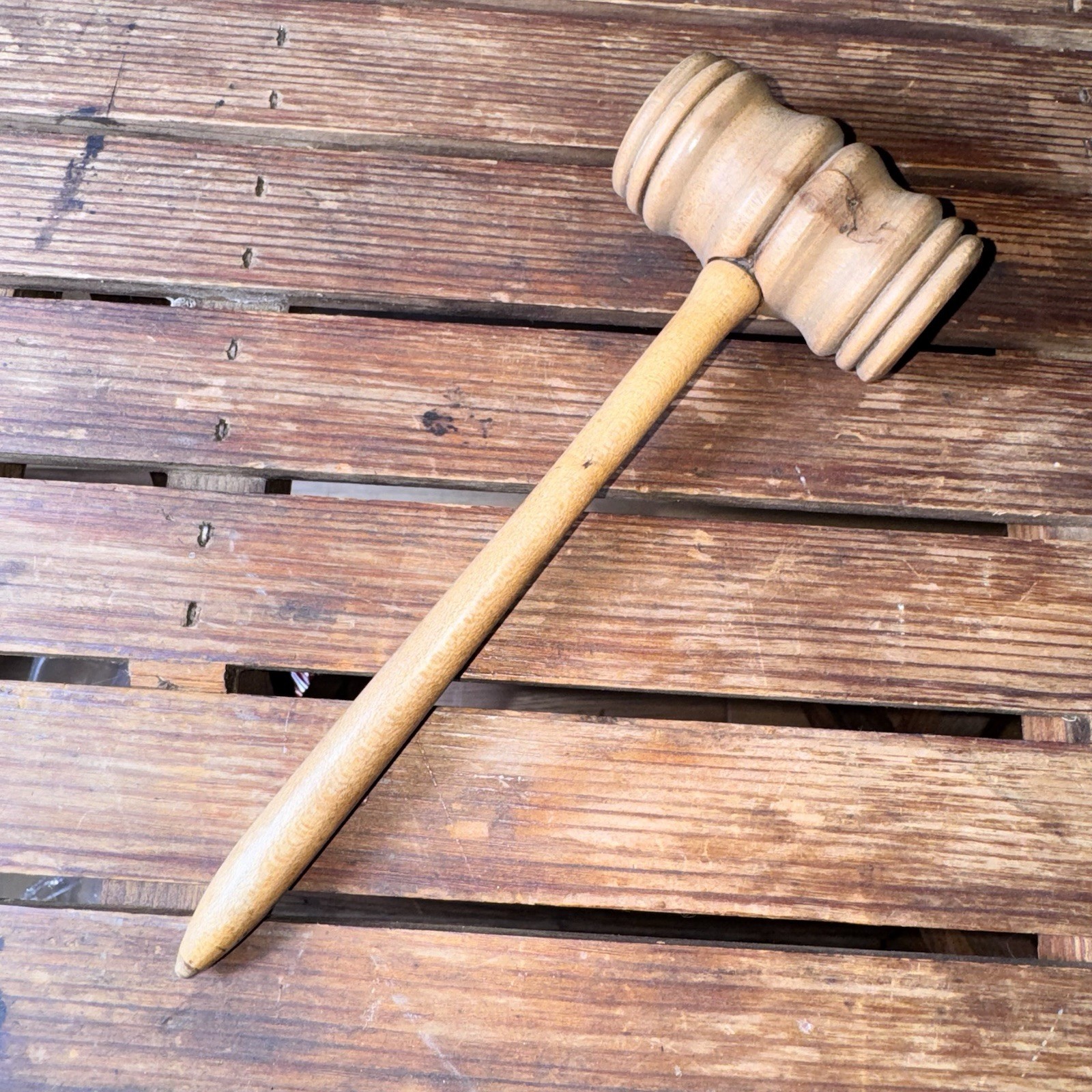 Vintage Wooden Gavel Judge Courtroom / Auctioneer’s Hammer 8.5” Legal Decor