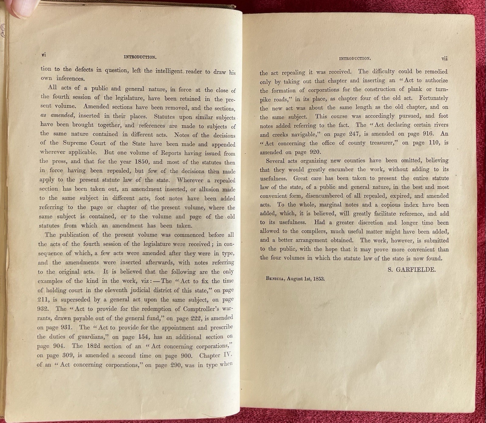 1850s COMPILED LAWS OF CALIFORNIA PASSED IN LEGISLATURE SESSIONS – RARE EDITION