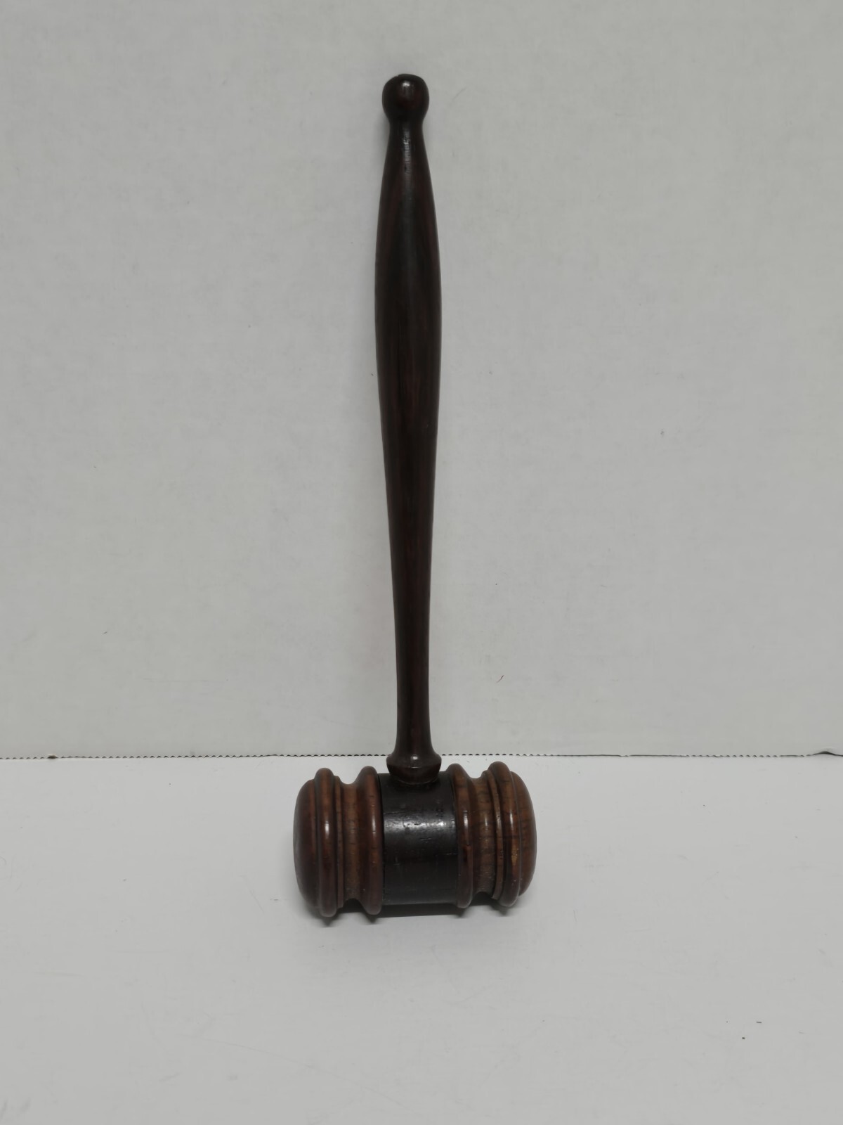 Vintage Med Wooden Judges Gavel Auction Hammer Mallet Round Tip 8.25″