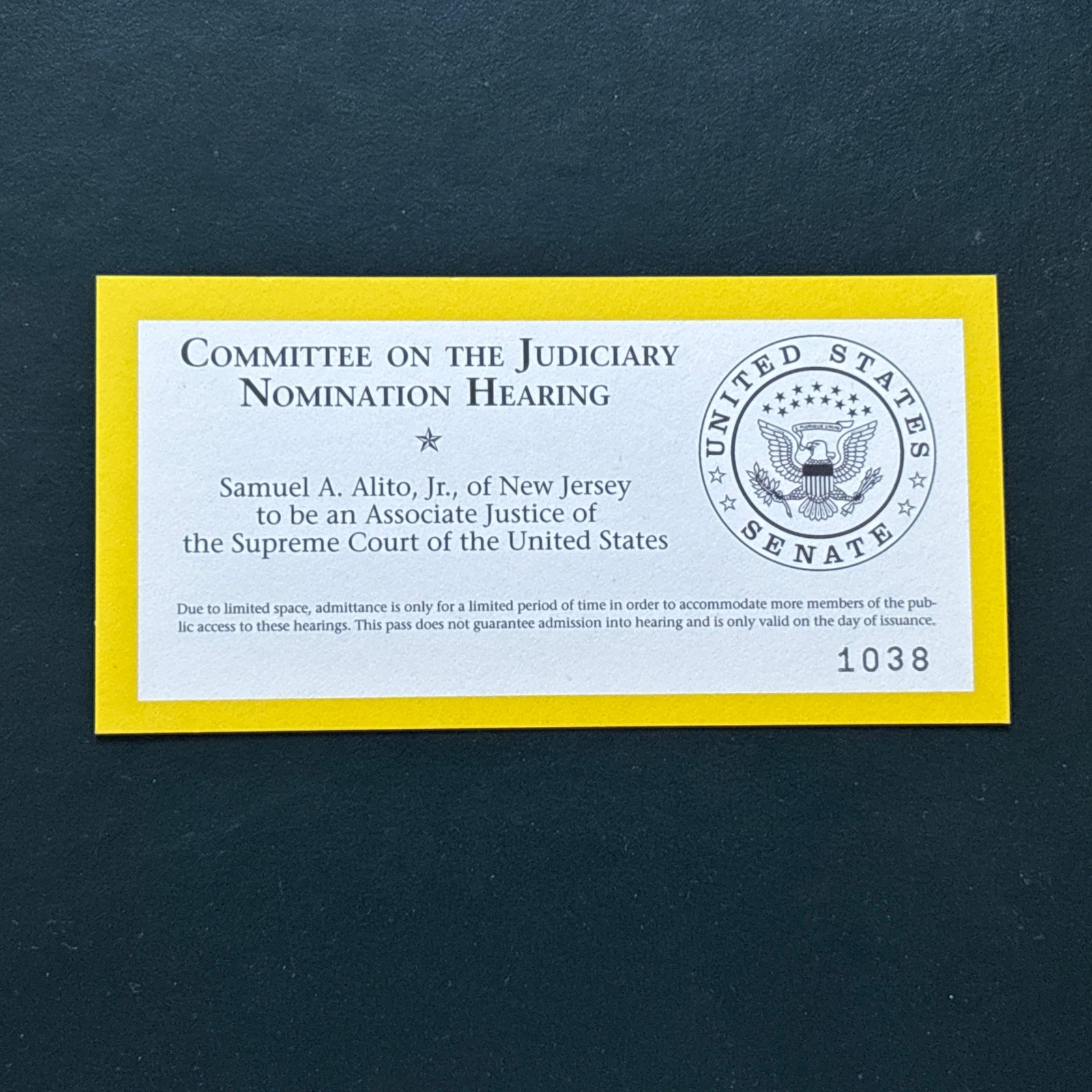 Supreme Court Justice Samuel Alito Judiciary Nomination Hearing Ticket Roe Wade