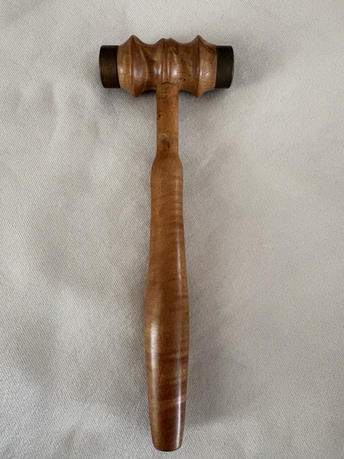 Antique Treen Turned Wood Gavel Metal Ends 1920s Black Walnut (?) 7.6 Ounces