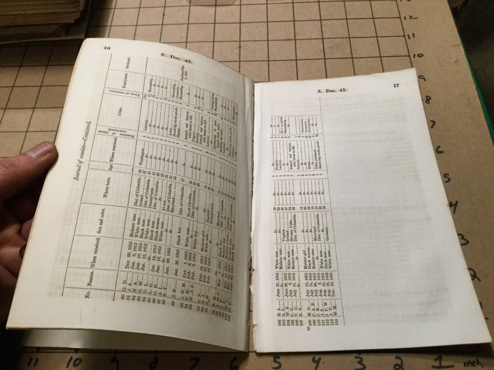 Original Booklet: 1854 Report PENITENTIARY for Washington DC 22pgs – seperated