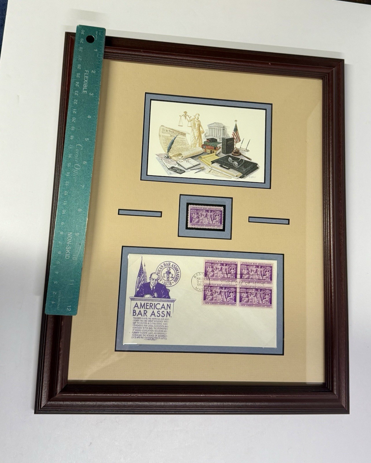 5-3 Cent 1953 Postage Stamps American Bar Association Framed & Matted Collage