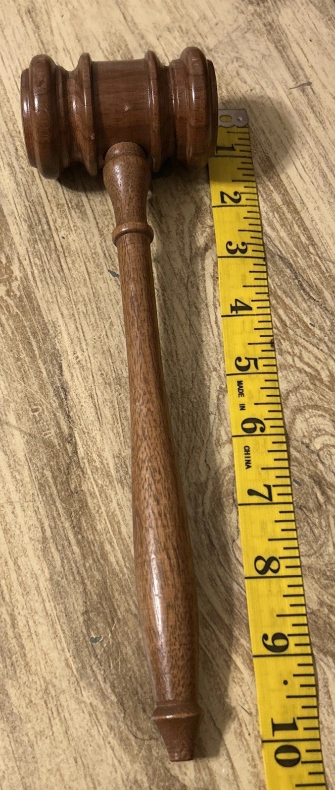 10”Vintage Solid hard Wood Gavel desk ornament auction ornate light weight
