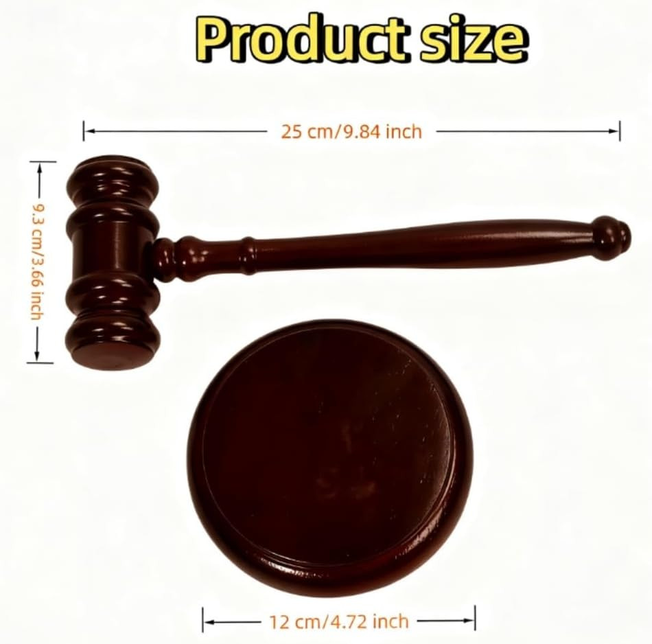 Wooden Gavel and Sound Block Set, Loud Clear Strike Judge Gavel for Meetings, Au