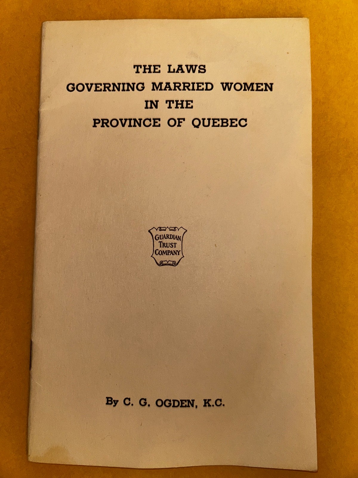1936 Laws Governing Married Women in Quebec, Canada