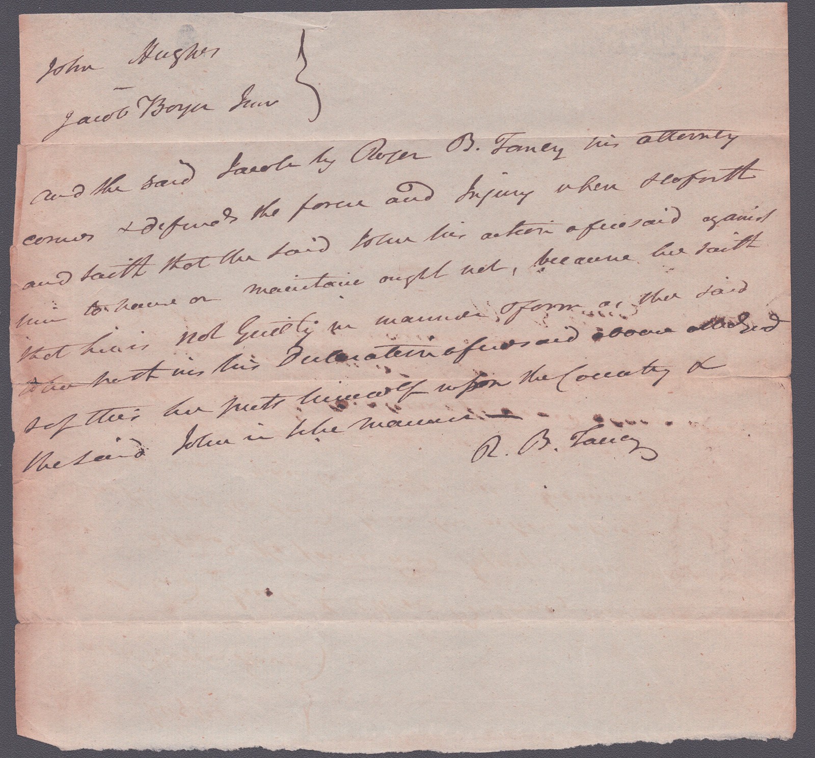 ROGER B. TANEY – AUTOGRAPH DOCUMENT TWICE SIGNED