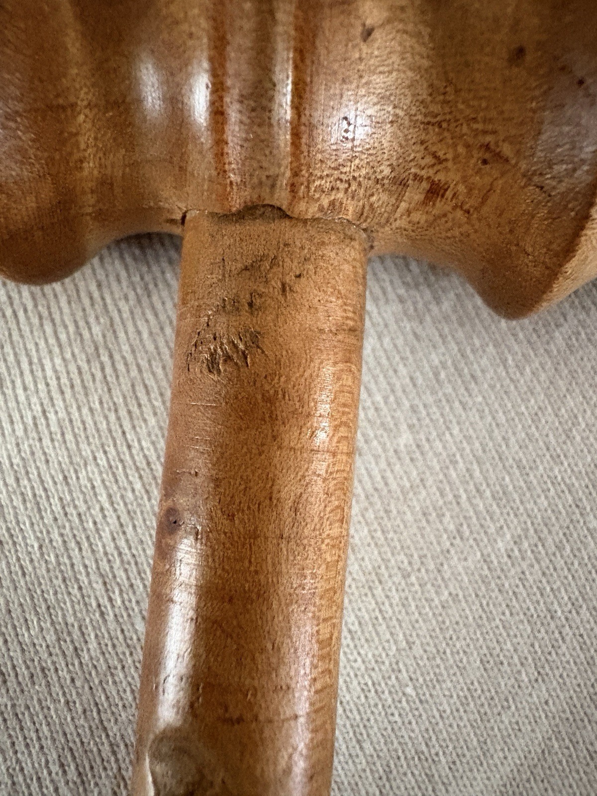 Antique Treen Turned Wood Gavel Metal Ends 1920s Black Walnut (?) 7.6 Ounces