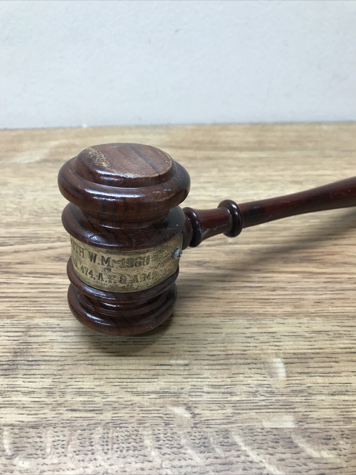 Vintage Wooden Judge’s Auctioneer’s Gavel Mallet 1960 Engraved Solid Dalbergia