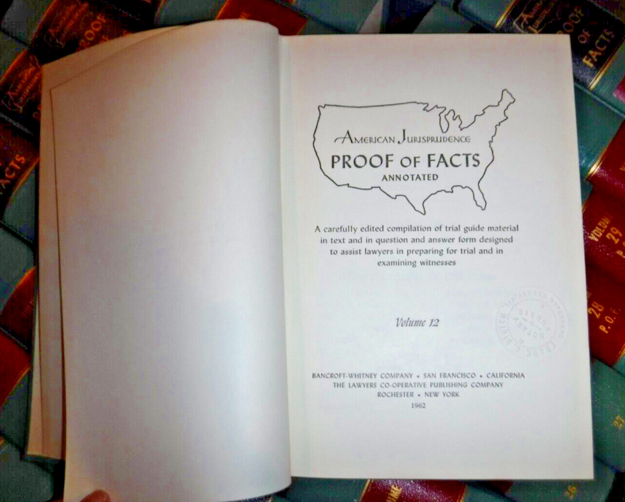 AMERICAN JURISPRUDENCE PROOF OF FACTS VOL 12 – 30 & INDEX : 20 LAW BOOKS