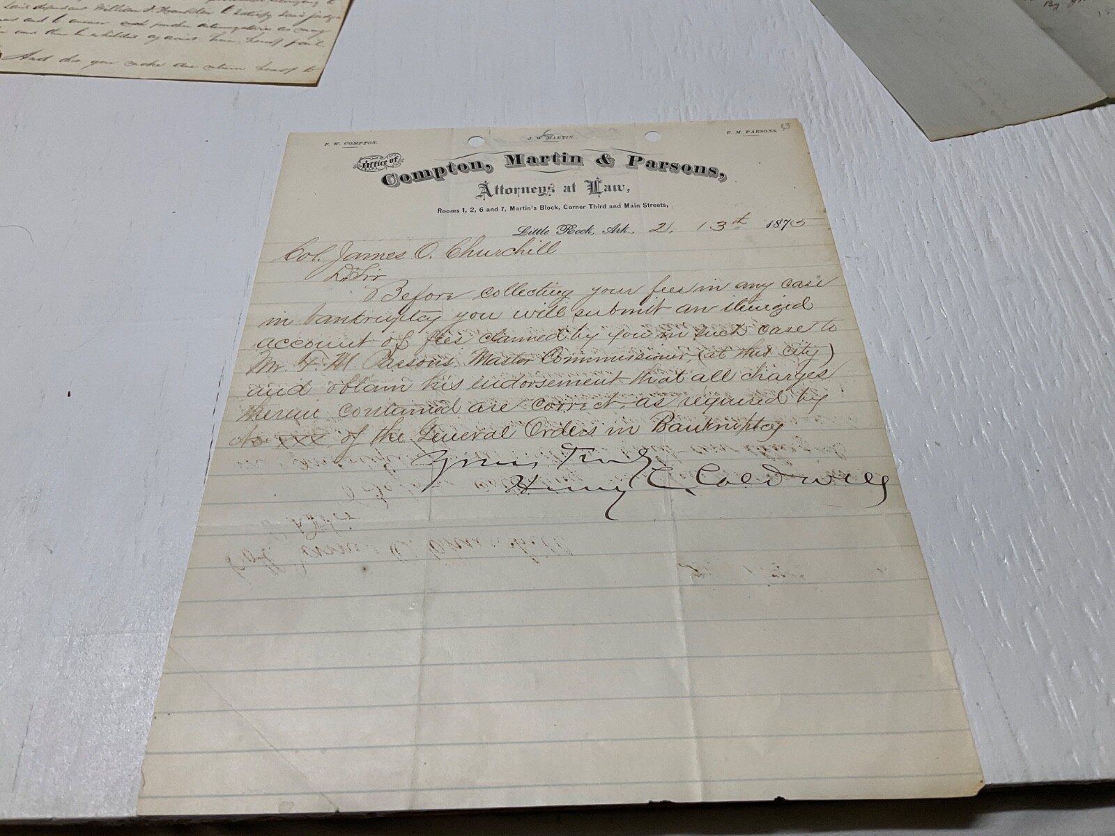 ARKANSAS LOT 4 DOCUMENTS CIVIL WAR TO 1909 BANKRUPTCY CHILDREN CIVIL SUIT @312