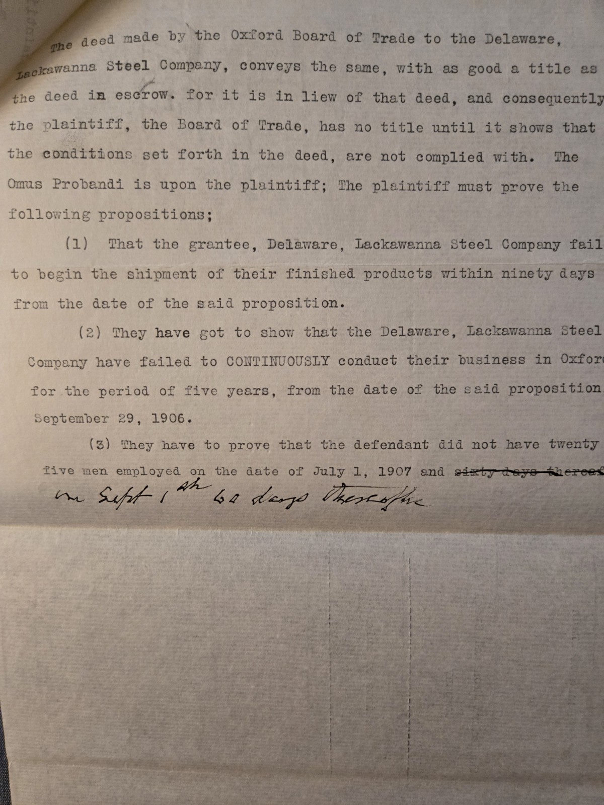 Oxford Board Trade vs Oxford Iron Steel Co 1910s Deed Dispute Supreme Court NJ