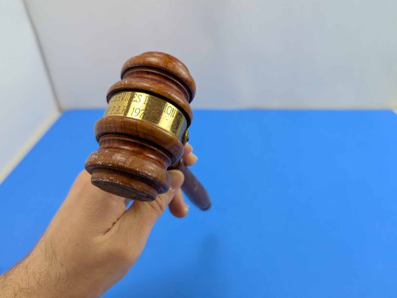 Vintage Authentic Wood Judge Gavel 1972 Adult Services Court