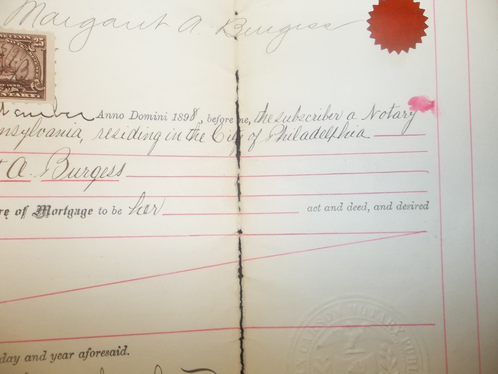 1898 Myrtlewood Street Philadelphia PA Mortgage Paperwork original