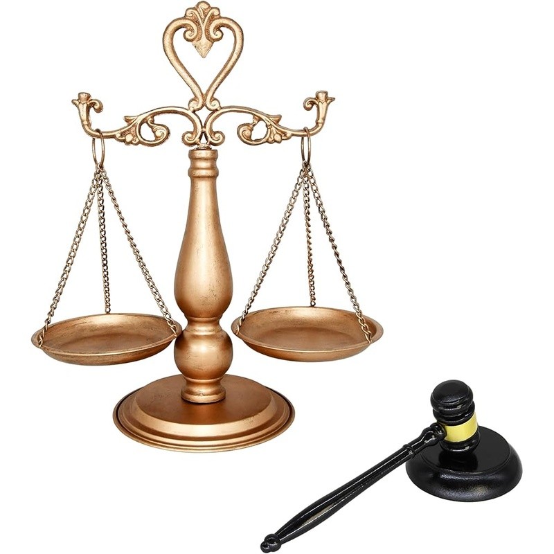 Justice Scale Libra Gavel Set Law Decor Gift Desk Accessory Premium Quality New