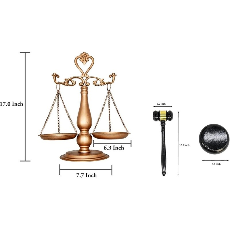 Justice Scale Libra Gavel Set Law Decor Gift Desk Accessory Premium Quality New