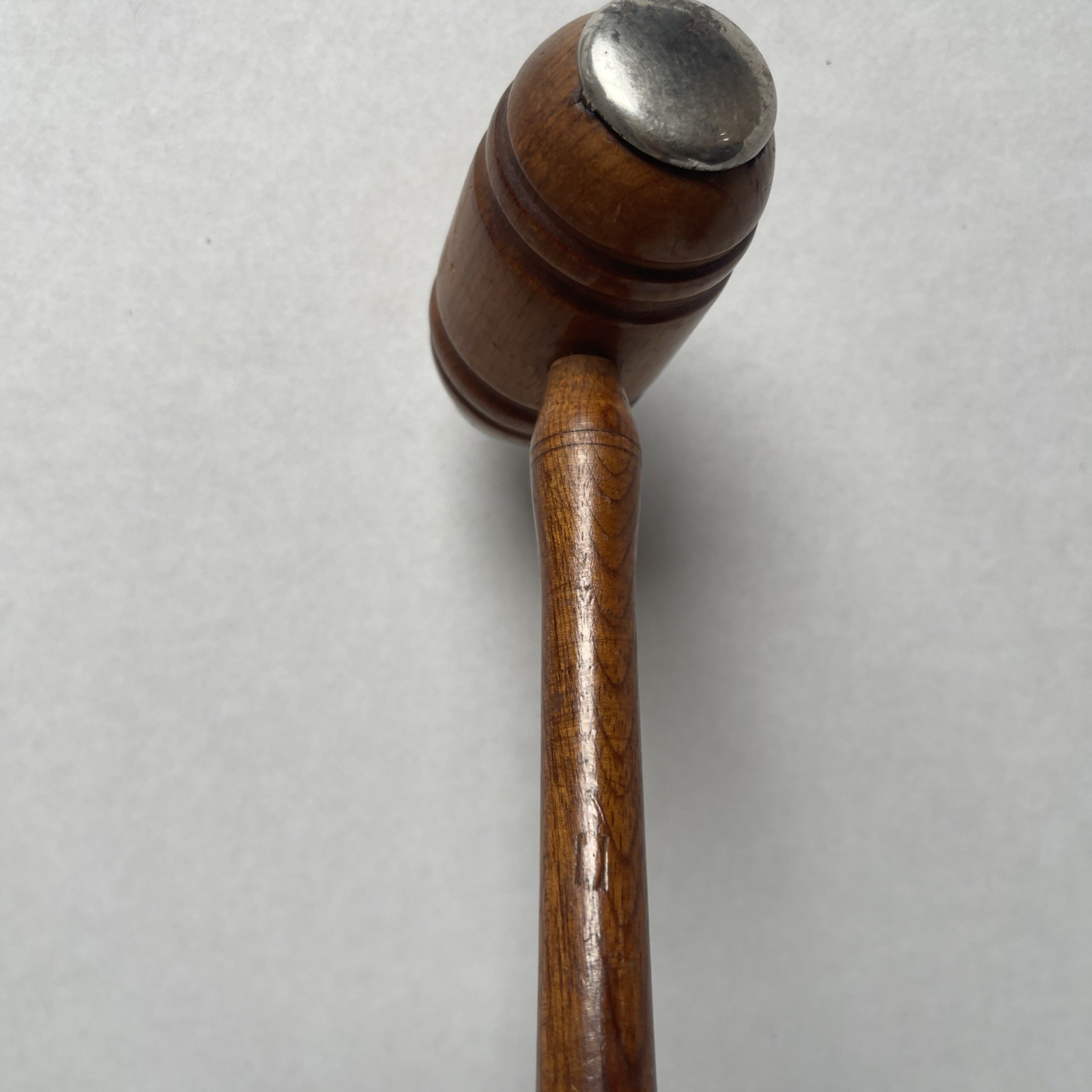 Vintage Judge/Auctioneer Gavel With Metal Strike Plates