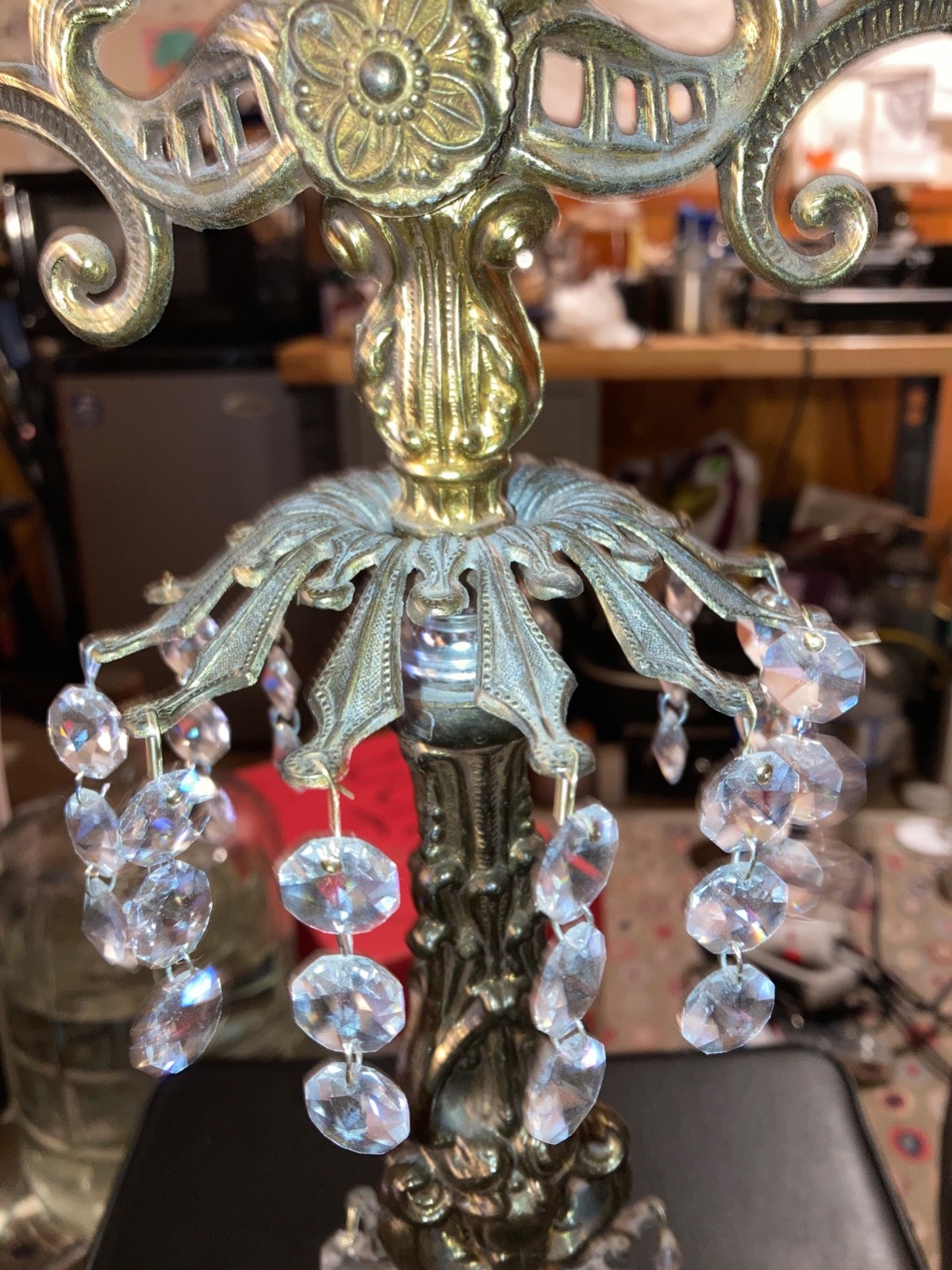 Scale Of Justice ANTIQUE L&L WMC GLASS CRYSTAL BRASS MARBLE 18.5” Tall