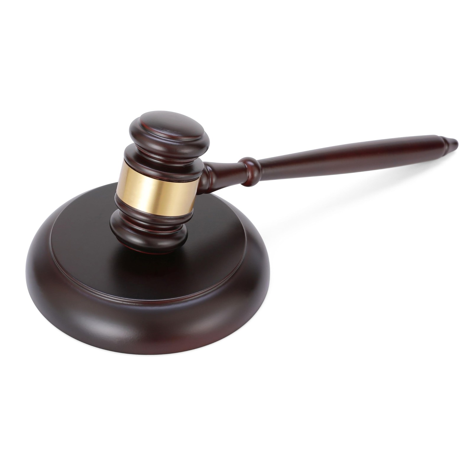 Judge Gavel And Sound Block Set, Wooden Court Auction Hammer, Brown