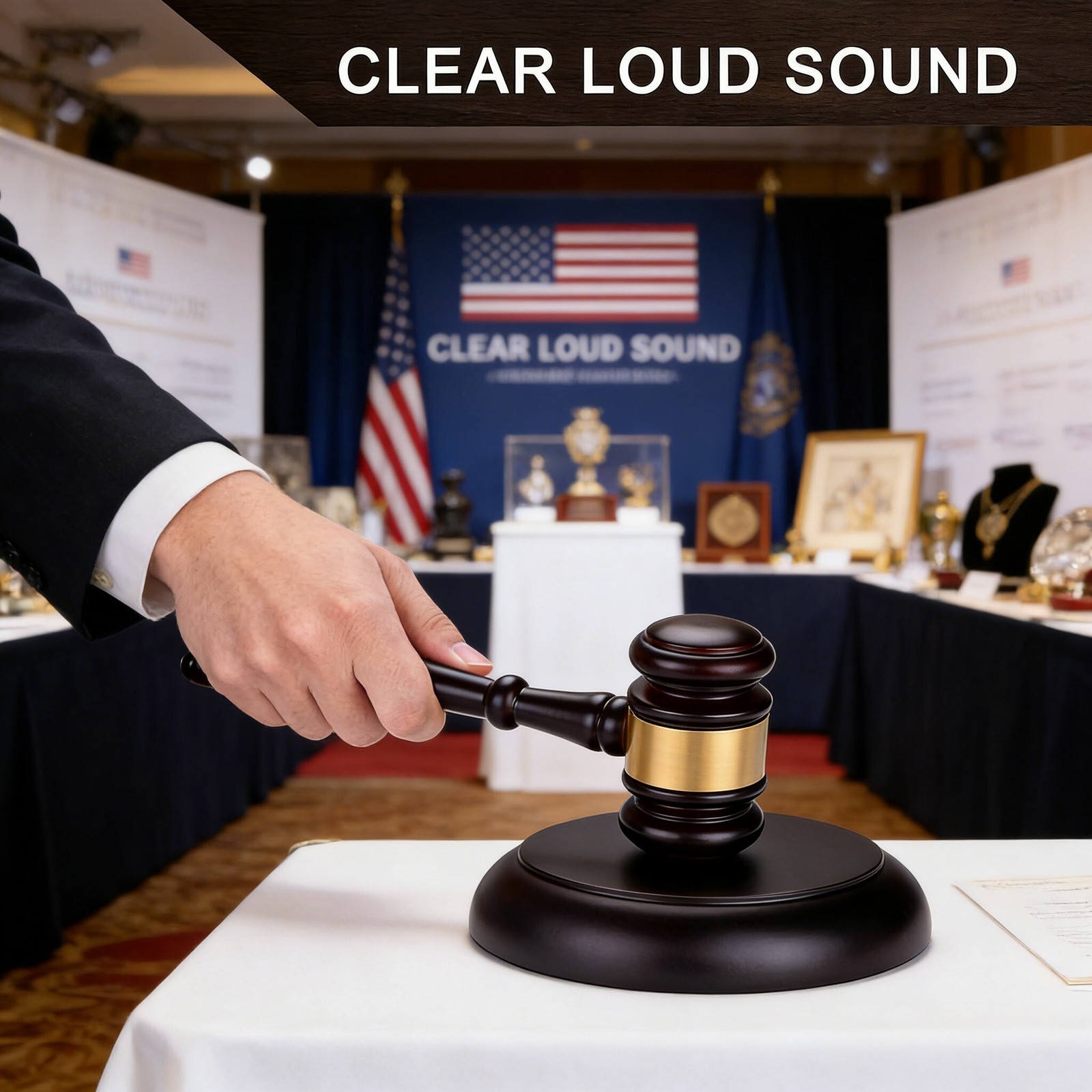 Solid Wood Auction Gavel: Loud Clear Sound Perfect for Law Courts & Auctions