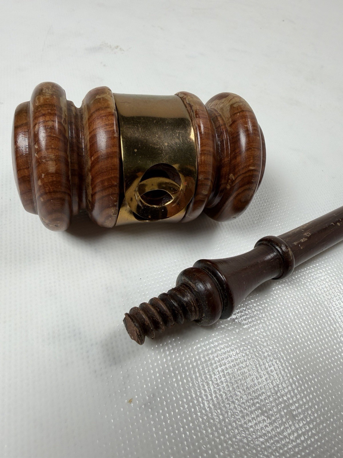 Vintage Judge Gavel Wood Brass Engraved Mary Roddy Chickasha Oklahoma USAO 10in