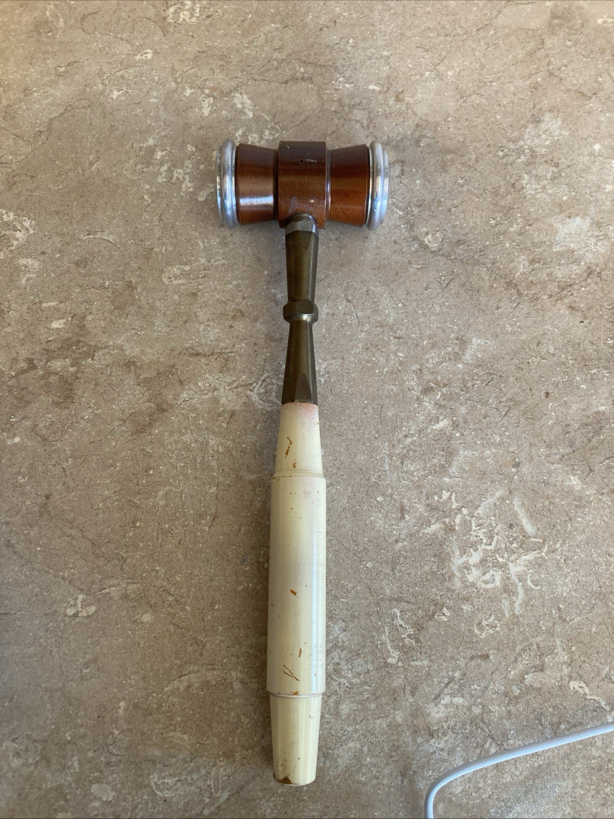 Vintage 11” Wooden Gavel w/ Metal Ends Auctioneer Judge Meeting Hammer Retro