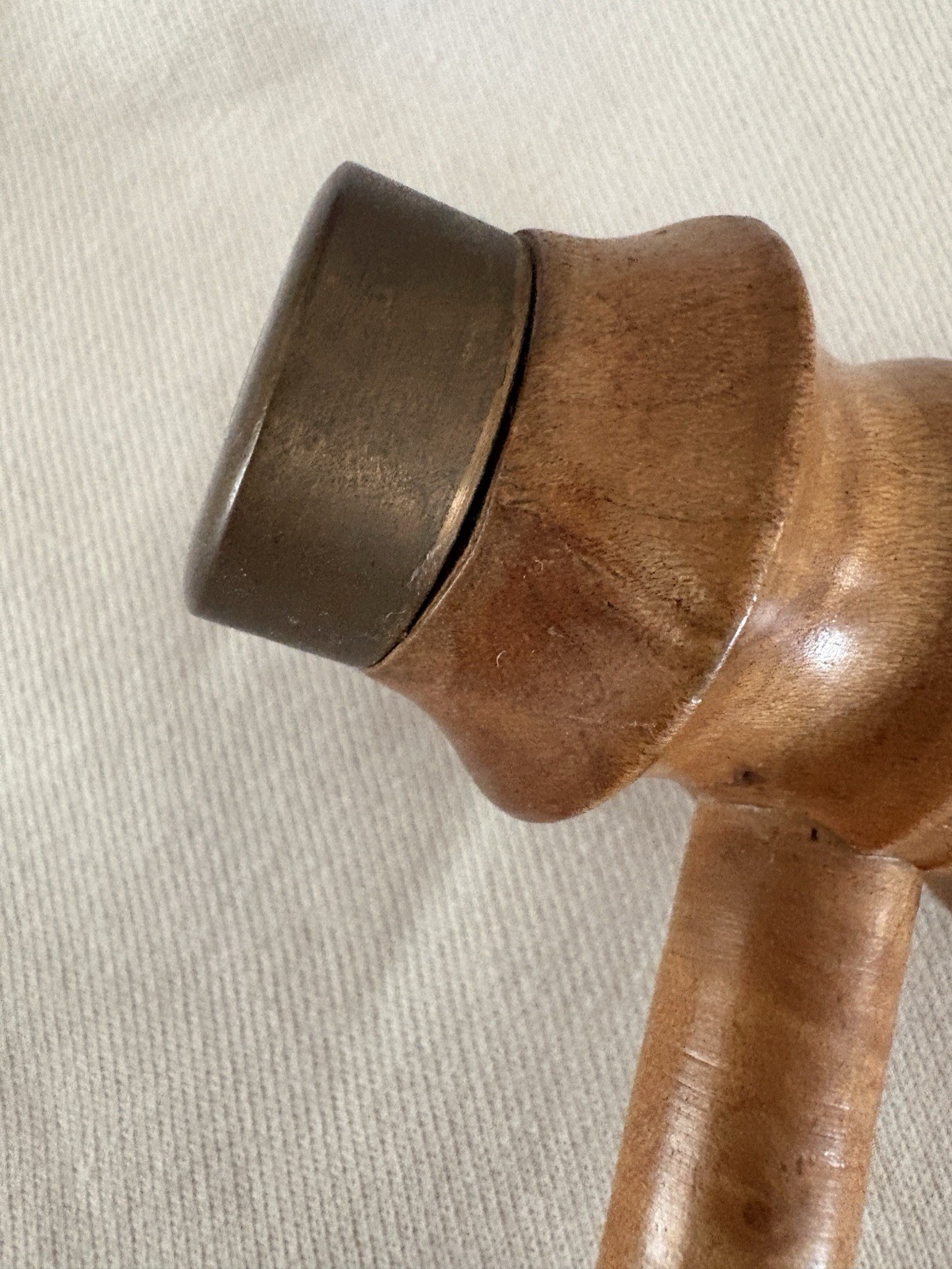 Antique Treen Turned Wood Gavel Metal Ends 1920s Black Walnut (?) 7.6 Ounces