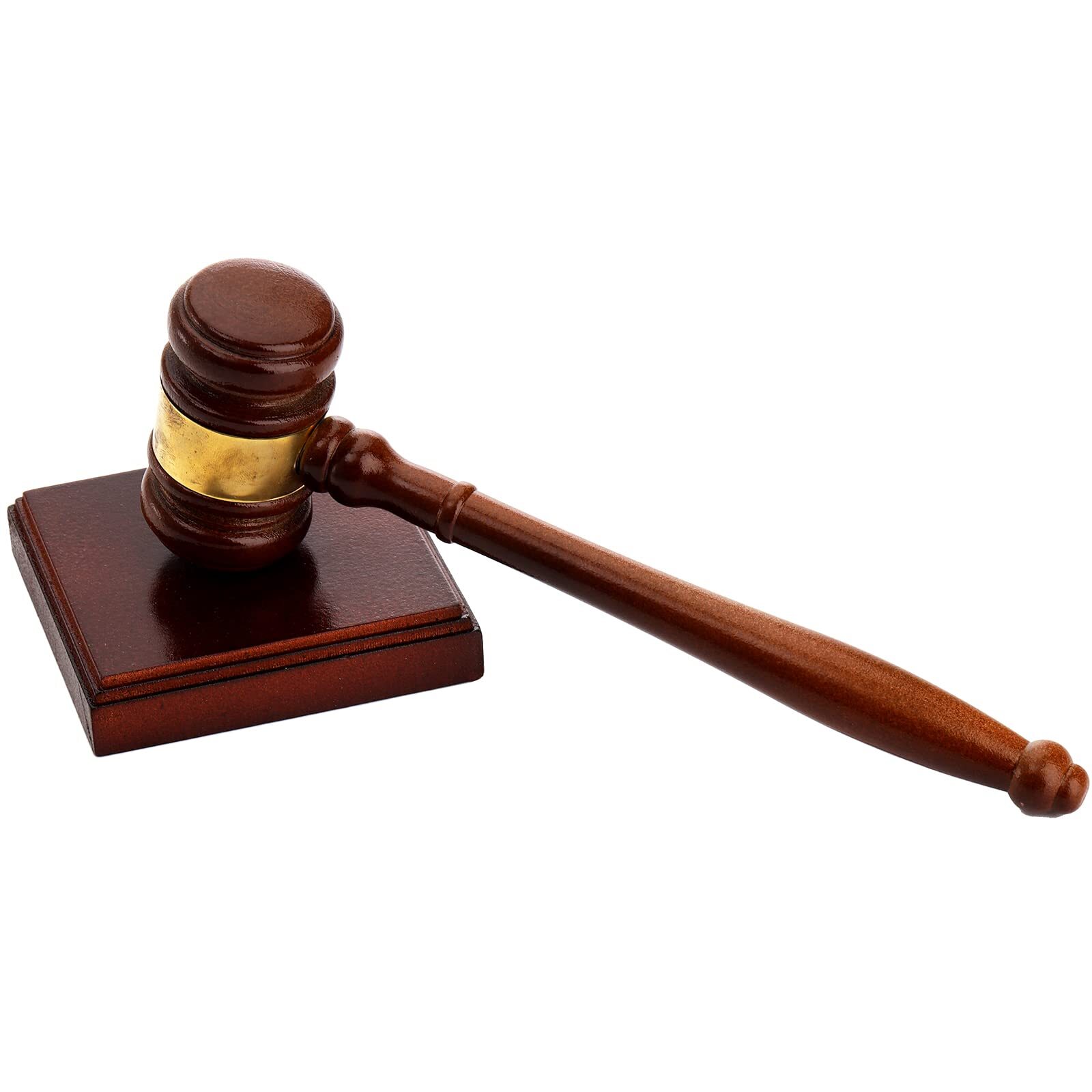 Brown Wooden Gavel and Block Set Handcrafted Wood Hammer Court with Square So…