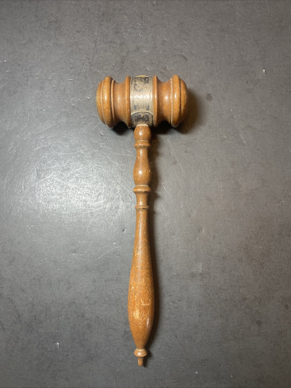 Vtg Wooden Walnut Gavel 8 1/2” Engraved To Write A Mitchell 1941 American Legion
